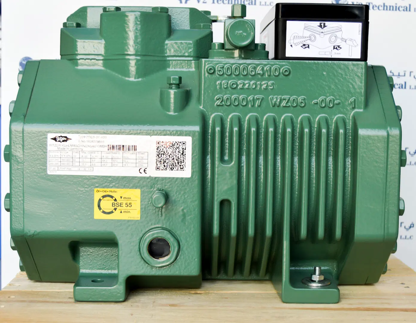 Bitzer 2DES-3Y 3HP Marine Refrigeration Compressor Part 50006410 - V2TK Shop UAE