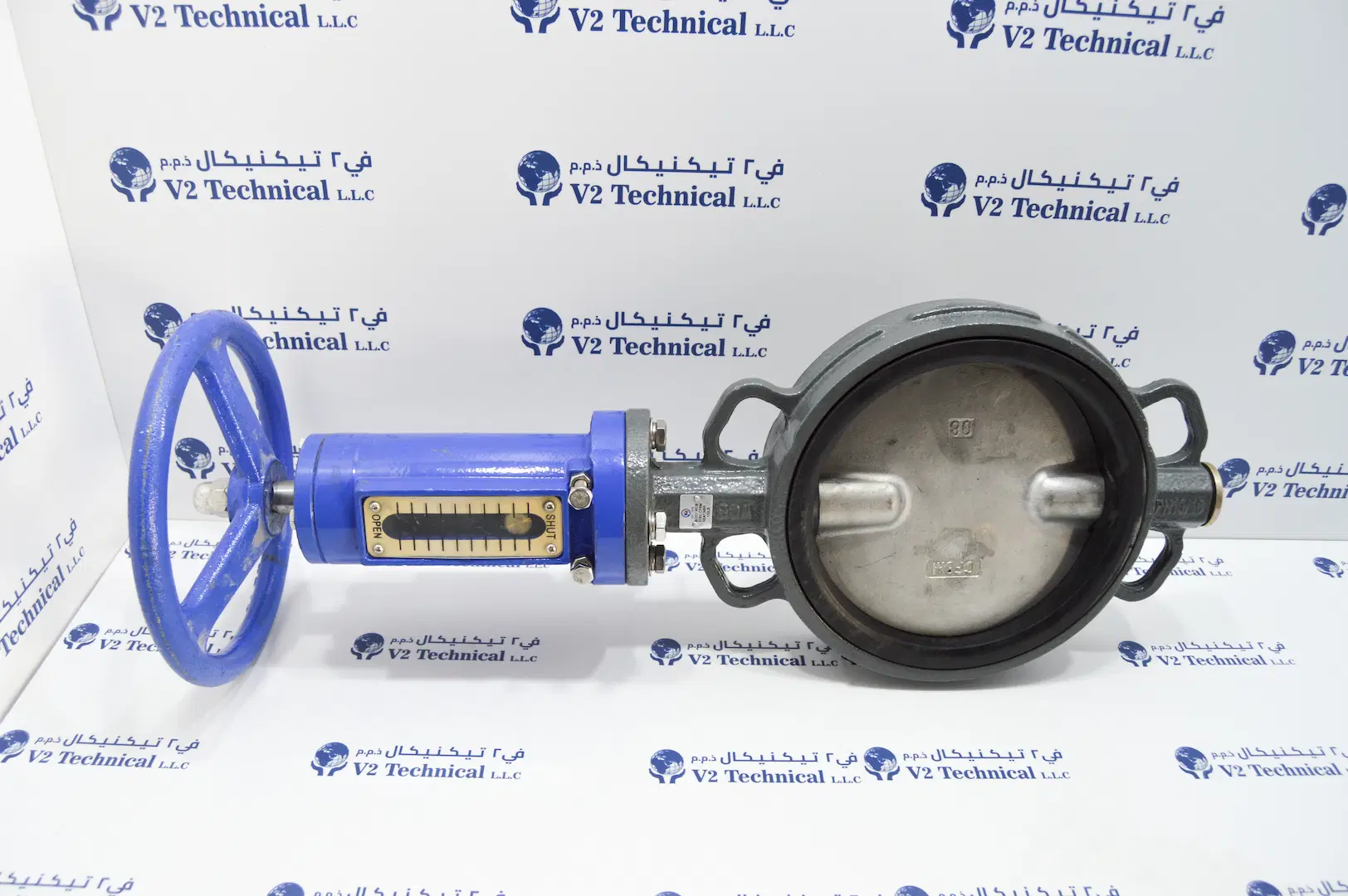DN250 Wafer Type Butterfly Valve Gear Operated Handwheel CF8M Stainless Disc Marine UAE - V2 Technical LLC Ajman
